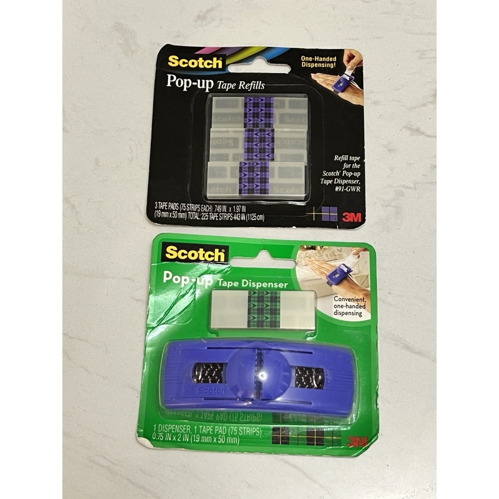 Scotch Pop-Up Tape Refills 3 Pads Total 75 Tape Strips Pop-Up Tape Dispenser (1)